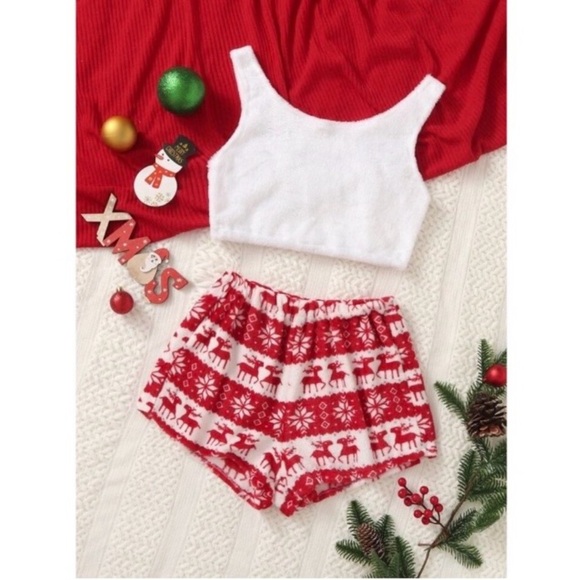 ROMWE 🎁 Plush Sherpa Fair Isle Lounge Shorts - Picture 9 of 16